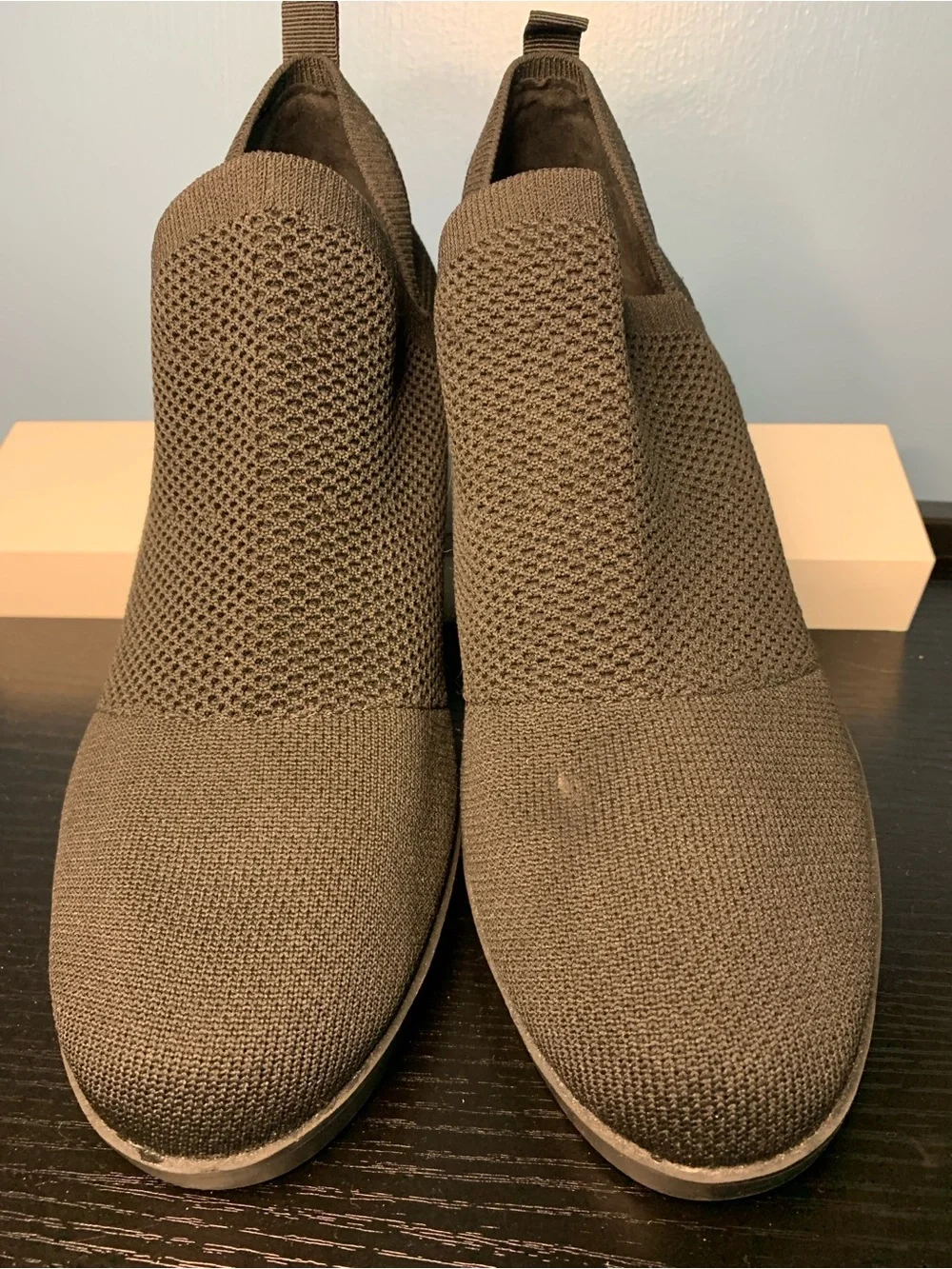 Taryn Rose Black Slip-On Knit Wedges